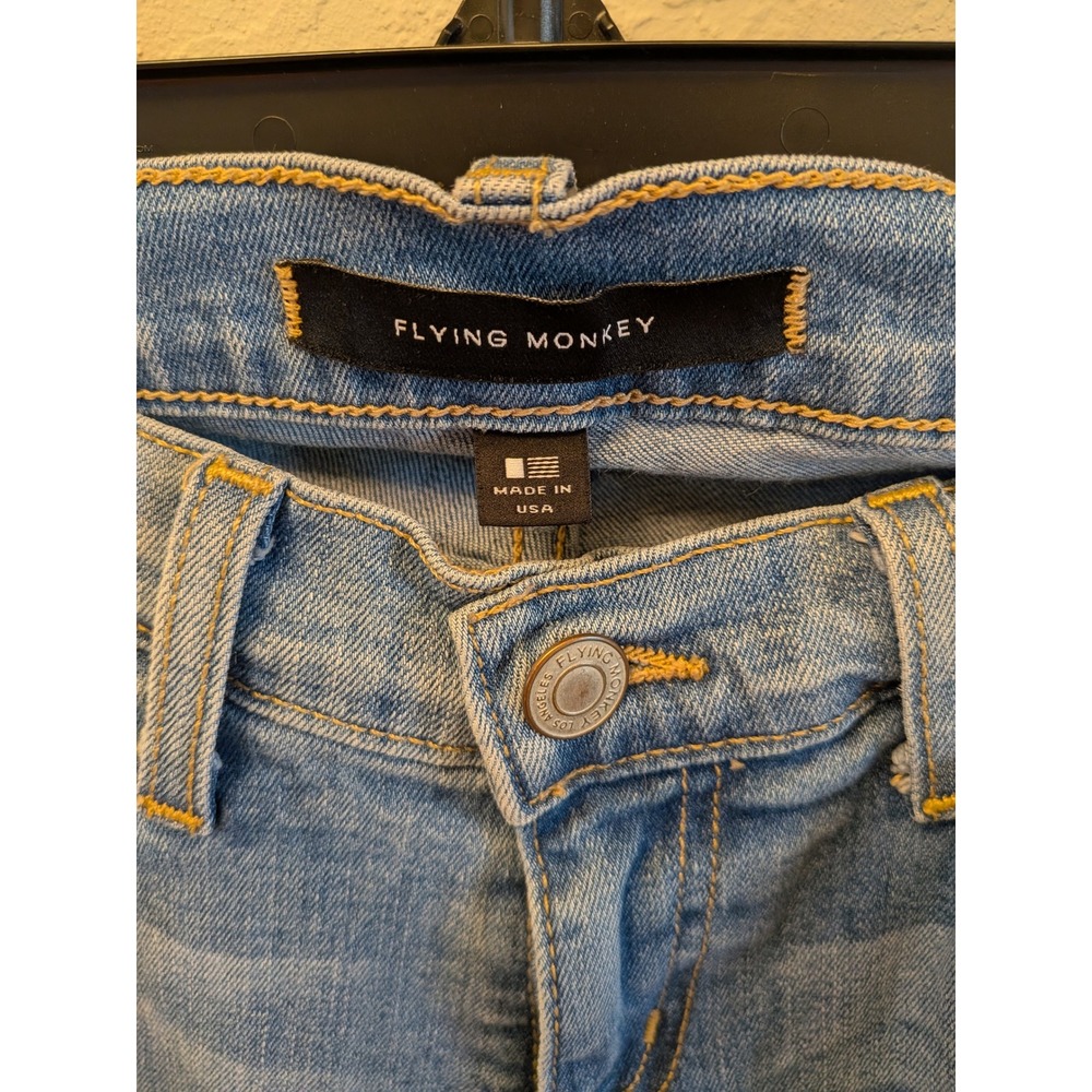 Flying Monkey Women's Distressed Ripped Light‎ Wash Denim Skinny Jeans